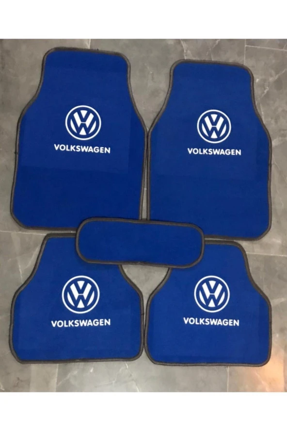 Volkswagen Logolu Mavi Halı Paspas Çift Kat