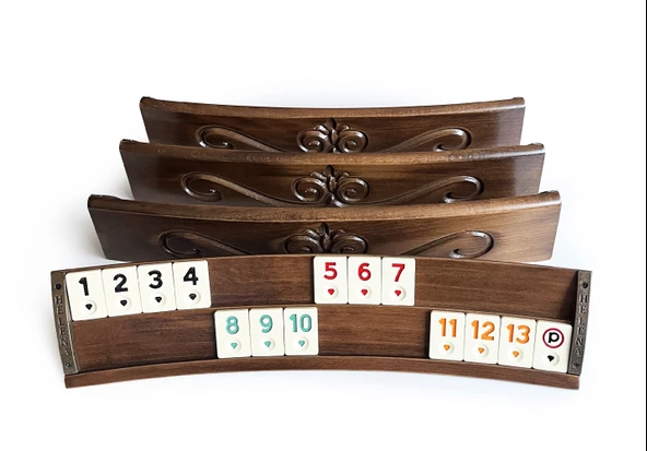 Helena Wood Art Elliptic Oval El Yapımı Masif Ahşap Oymalı Okey Takımı - 3