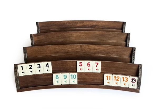 Helena Wood Art Elliptic Oval El Yapımı Masif Ahşap Oymalı Okey Takımı - 6