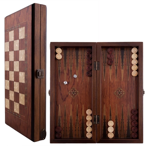 Helena Wood Art Klasik El Yapımı Ahşap Tavla Seti Küçük Boy - 2