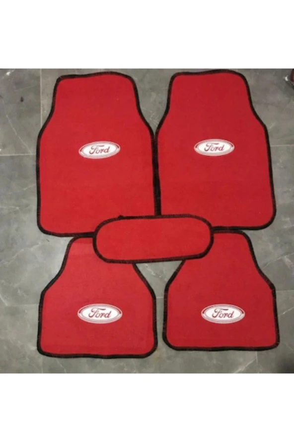 Ford Escort Logolu Kırmızı Halıfleks Paspas Seti