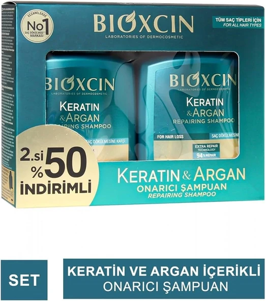 Bioxcin Keratin & Argan Onarıcı Şampuan 2x300 ml