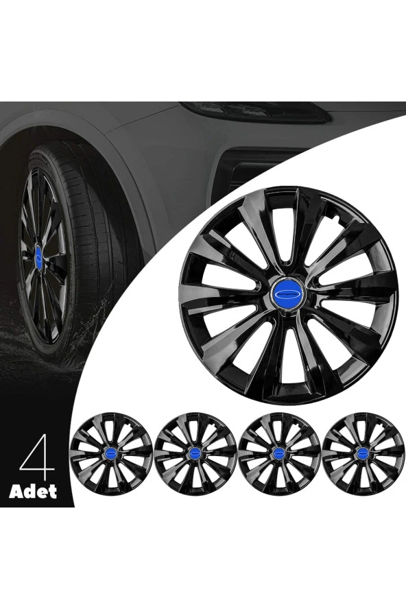 Ford Focus 16 Inç Uyumlu Jant Kapağı Amblemli Piano Black 4'lü Takım 214