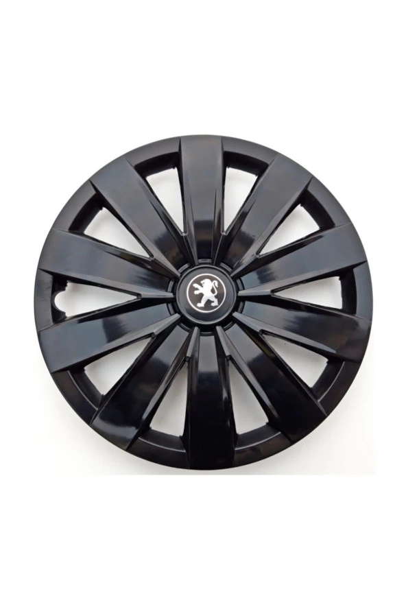 16'' Inç Peugeot Jant Kapağı 4 Adet Çelik Jant Görünümlü Parlak Siyah Kelepçe Ve Amblem