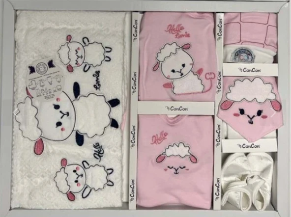 uğurböceğiçocuk Concon Baby Concon 10 Parça Kuzucuk Desen Hastane Çıkışı 574