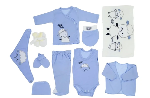 uğurböceğiçocuk Concon Baby Concon 10 Parça Kuzucuk Desen Hastane Çıkışı 574 - 2