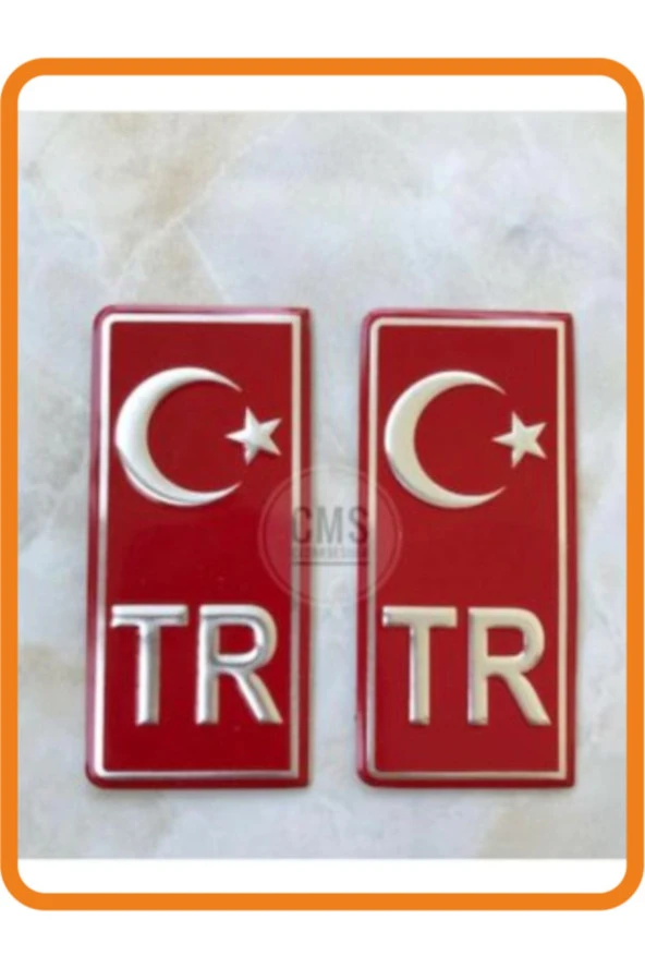 Tr Plaka Krom Sticker 2'li - Türkiye Plaka Krom Stıcker - Türkiye Plakalık Krom