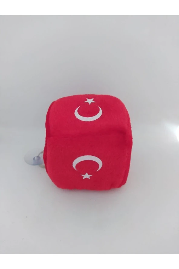Vantuzlu Peluş Zar Araba Süsü Türk Bayrağı