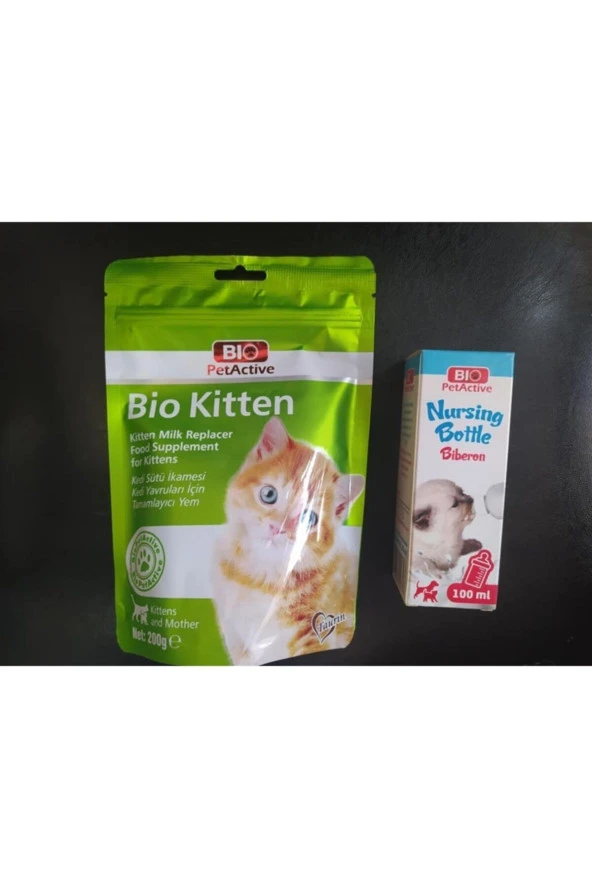Kitten Milk Powder 200 Gr. ( Yavru Kedi Ve Emziren Anne Süt Tozu ) Ve Yedek Başlıklı Biberon