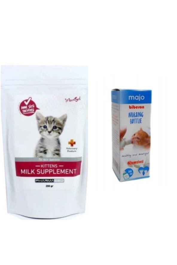Yavru Kedi Süt Tozu ve 3 Emzikli Biberon Seti 50 ml