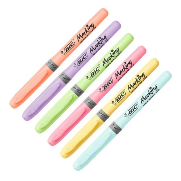 Bic Highlighter Grip Kalem Tipi Pastel Fosforlu Kalem 6 Renk Blister - Resim 2
