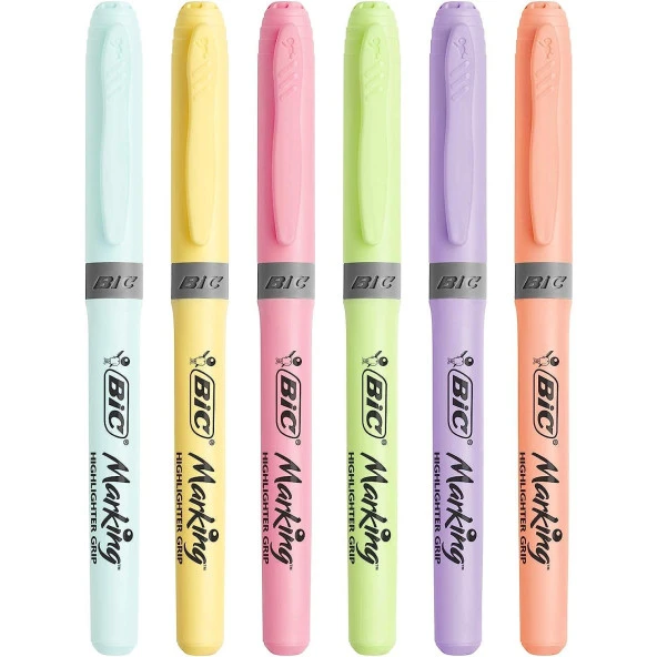 Bic Highlighter Grip Kalem Tipi Pastel Fosforlu Kalem 6 Renk Blister - Resim 3