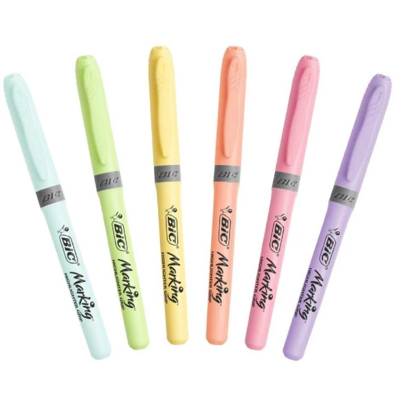 Bic Highlighter Grip Kalem Tipi Pastel Fosforlu Kalem 6 Renk Blister - Resim 6