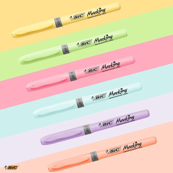 Bic Highlighter Grip Kalem Tipi Pastel Fosforlu Kalem 6 Renk Blister - Resim 8
