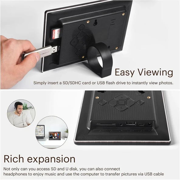 Kodak 7 Inc Uzaktan Kumandalı Dijital Resim Çerçevesi, 1024x600 IPS Ekran - 3