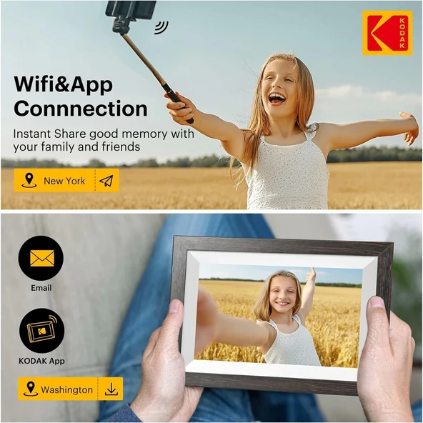 Kodak 10.1 Inc WiFi Dijital Resim Çerçevesi 1280x800 IPS Dokunmatik Ekran - 3