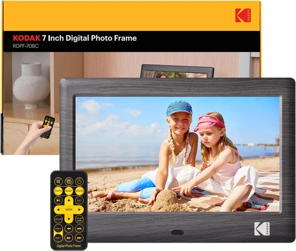 Kodak 7 Inc Uzaktan Kumandalı Dijital Resim Çerçevesi, 1024x600 IPS Ekran