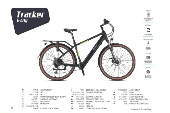 TRACKER - 28  - CITY 18' - 9 Vites - Elektrikli - Mat Siyah-Füme/Neon Sarı - 2