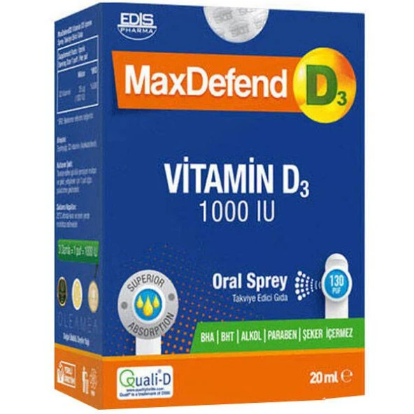 MaxDefend Vitamin D3 1000 IU Oral Sprey 20 ml