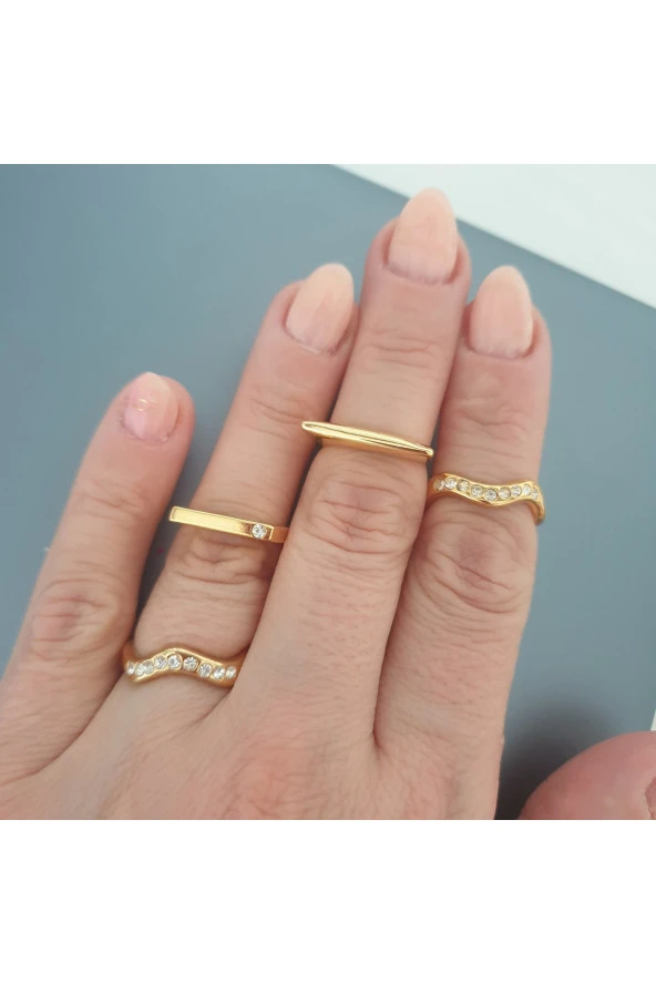 Gold eklem yüzüğü seti 4lü model