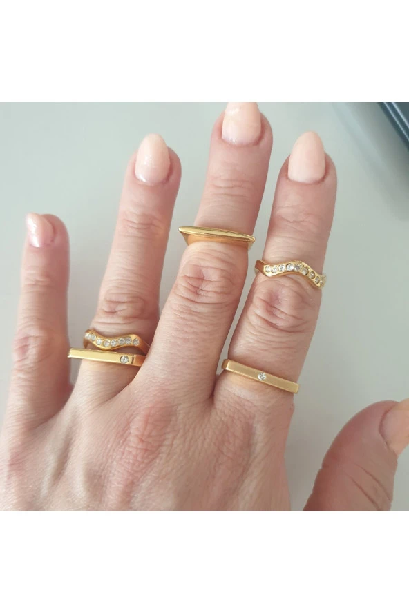 Gold eklem yüzüğü seti 5li tarz modeller