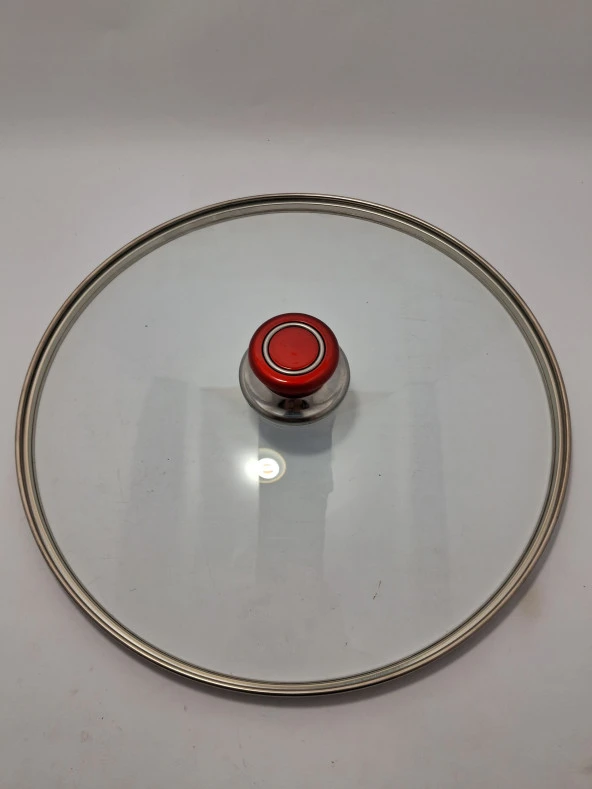 CAM KAPAK 32 CM VE KIRMIZI (ELMA ŞEKERİ) KULP - Resim 3