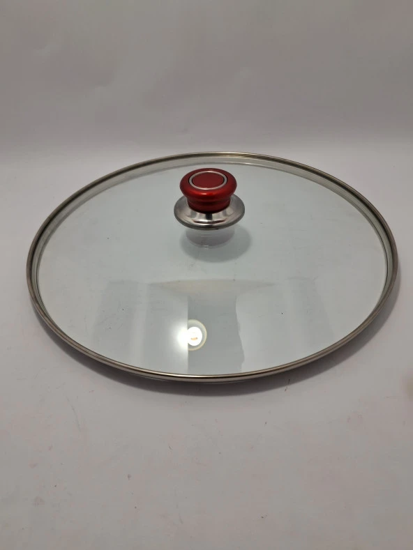 CAM KAPAK 32 CM VE KIRMIZI (ELMA ŞEKERİ) KULP - Resim 5