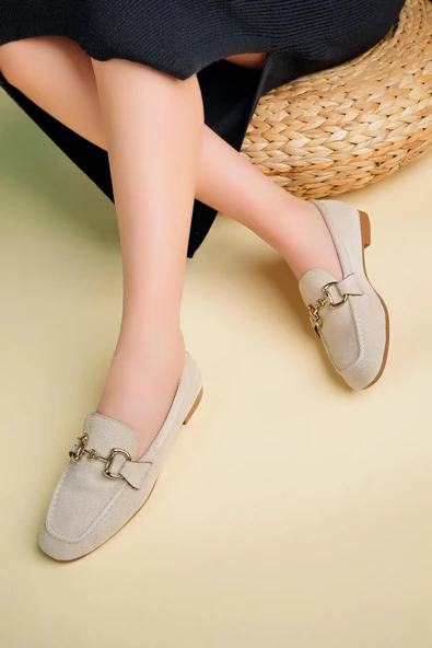 Muggo MONA Garantili Metal Tokalı Deri Kadın Loafer Günlük Ayakkabı - 6