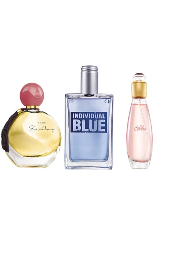 AVON Far Away Edp 50 Ml + Individual Blue Edt 100 Ml + Celebre Edt 50 Ml 3lü Set