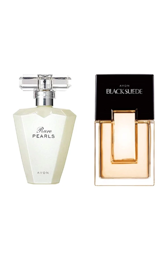 AVON Black Suede Erkek Parfüm Edt 75 Ml. - Rare Pearls Edp 50 Ml Kadın Parfümü frt50509018000202