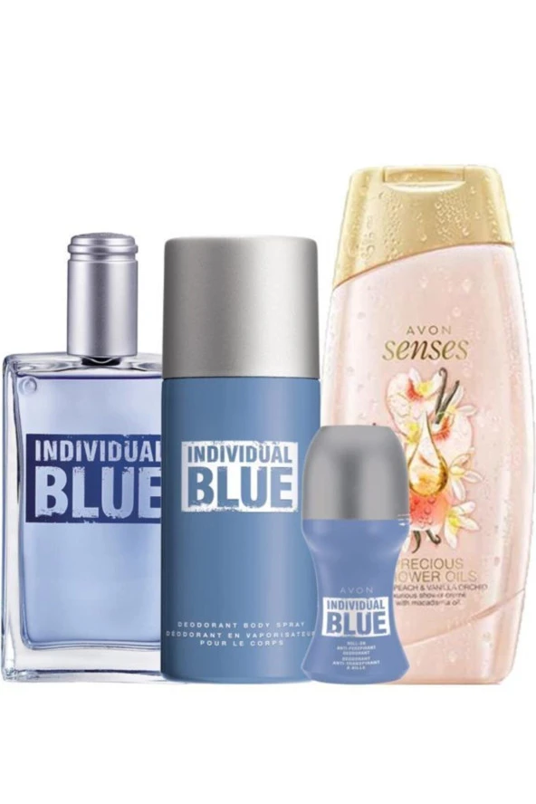AVON Individual Blue Erkek Parfüm Rollon Deodorant ve Duş Jeli Paketi
