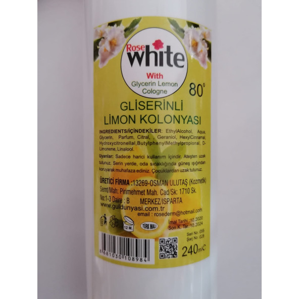 Rose White Gliserinli Limon Kolonyası sprey - 3
