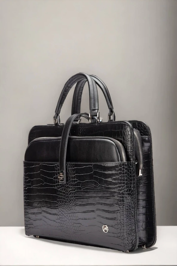 Evrak Laptop Çantası Siyah Rugan - 2