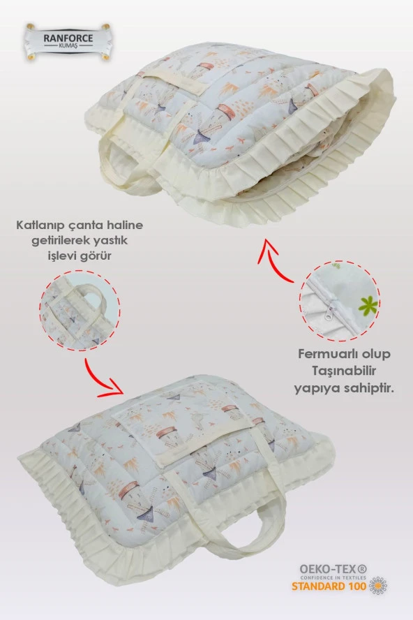 Çanta Tipli Alt Açma Minderi-%100 Pamuklu Bebek Bakım Çantası - 2