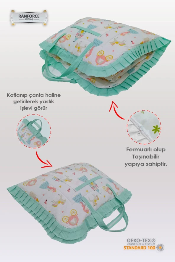 Çanta Tipli Alt Açma Minderi-%100 Pamuklu Rapunzel Desenli - 2