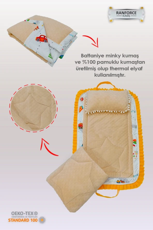 Çanta Tipli Alt Açma Minderi-%100 Pamuklu Bakım Çantası Araba Sevgisi - 3