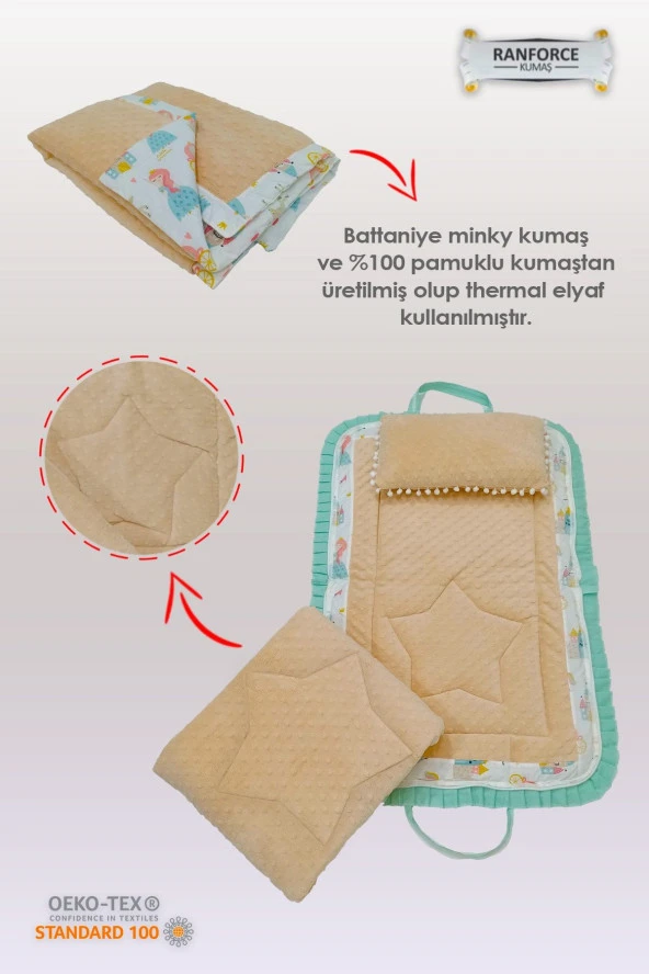 Çanta Tipli Alt Açma Minderi-%100 Pamuklu Rapunzel Desenli - 3