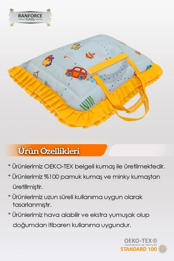 Çanta Tipli Alt Açma Minderi-%100 Pamuklu Bakım Çantası Araba Sevgisi - 4