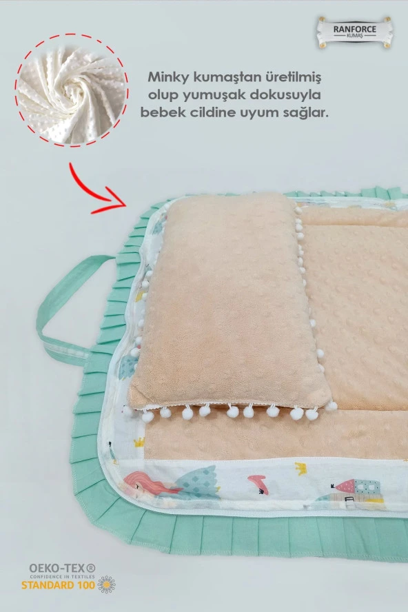 Çanta Tipli Alt Açma Minderi-%100 Pamuklu Rapunzel Desenli - 5