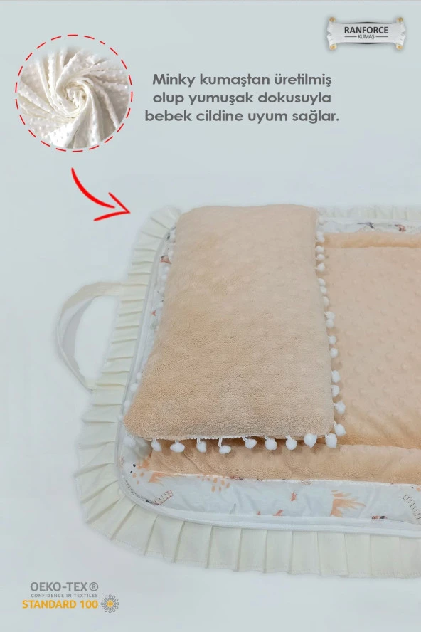 Çanta Tipli Alt Açma Minderi-%100 Pamuklu Bebek Bakım Çantası - 5