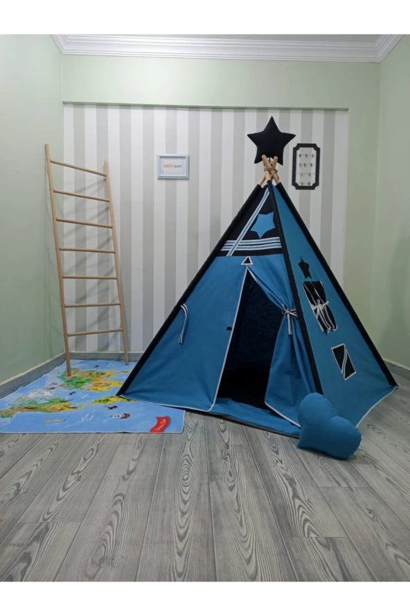 Duck Sabitlenebilir Çocuk Oyun Çadırı Mavi Siyah
