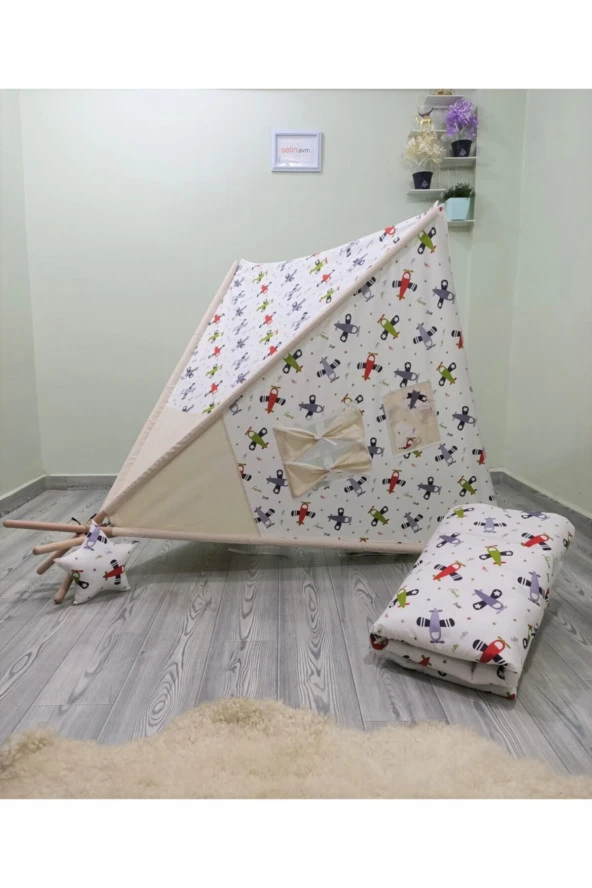 Sabitlenebilir Çocuk Oyun Çadırı Renkli Uçaklar - 3