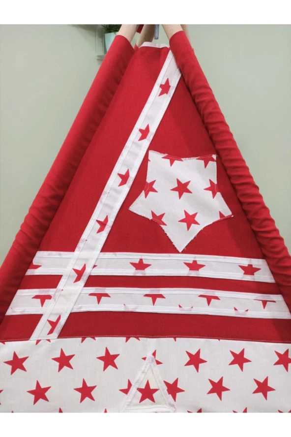 Henna Duck Sabitlenebilir Çocuk Oyun Çadırı Kırmızı Yıldızlı - 4