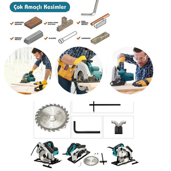 Prohummer PH011 Professional Elektrikli Daire Testere 1400W (Mavi) - 4