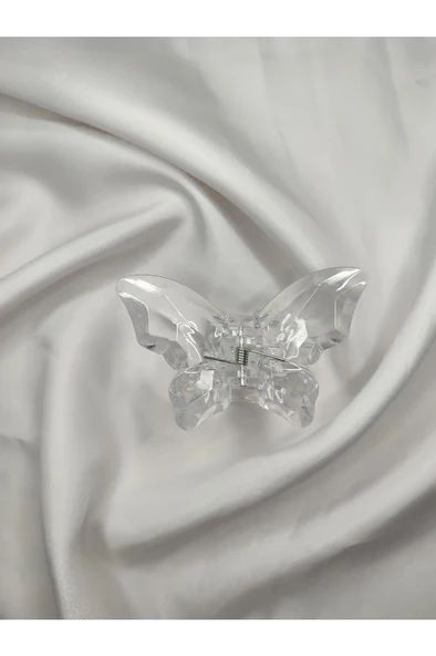 Kelebek Model Akrilik Şeffaf Büyük Boy Mandal Toka 8 CM - 7