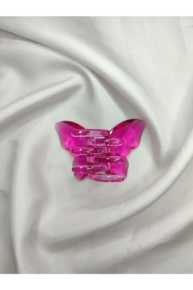 Kelebek Model Akrilik Şeffaf Büyük Boy Mandal Toka 8 CM - 5