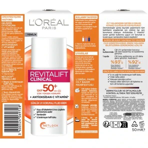 LOreal Paris Revitalift Clinical Spf 50+ Günlük Yüksek Uv Korumalı Yüz Güneş Kremi 50Ml - 2