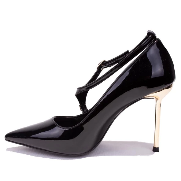 Dagoster DZA07-7129215 Siyah Rugan Abiye Topuklu Kadın Ayakkabı - 3