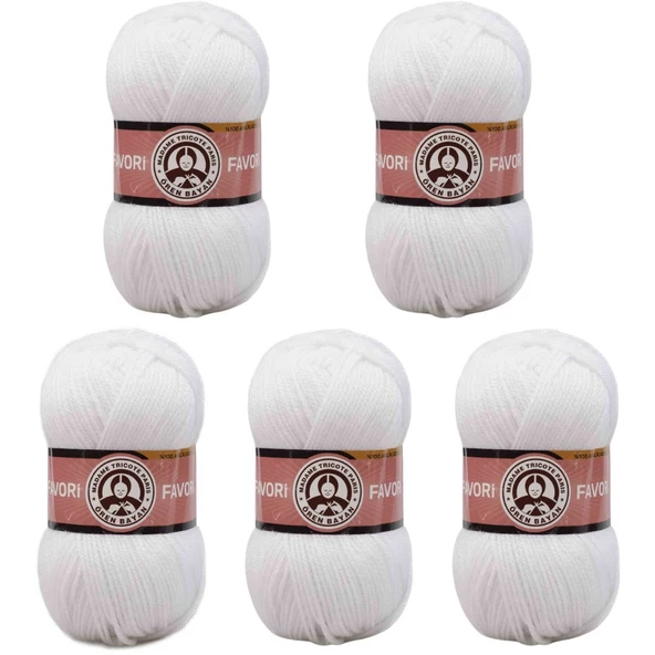 Ören Bayan Favori Örgü İpi - Beyaz - 5'Li Paket - ( Renk Kodu : 000 )