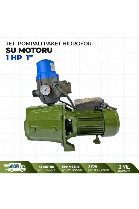 Stilmax Alman Type Jet Pompalı Otomatik Paket Hidrofor Su Motoru 1 Hp 1" Eldiven + Kontrol Kalemi